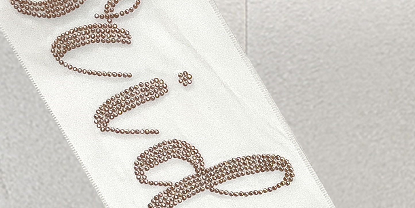 Cloud Color Bride Sash with luxury decoratvie stone script logo