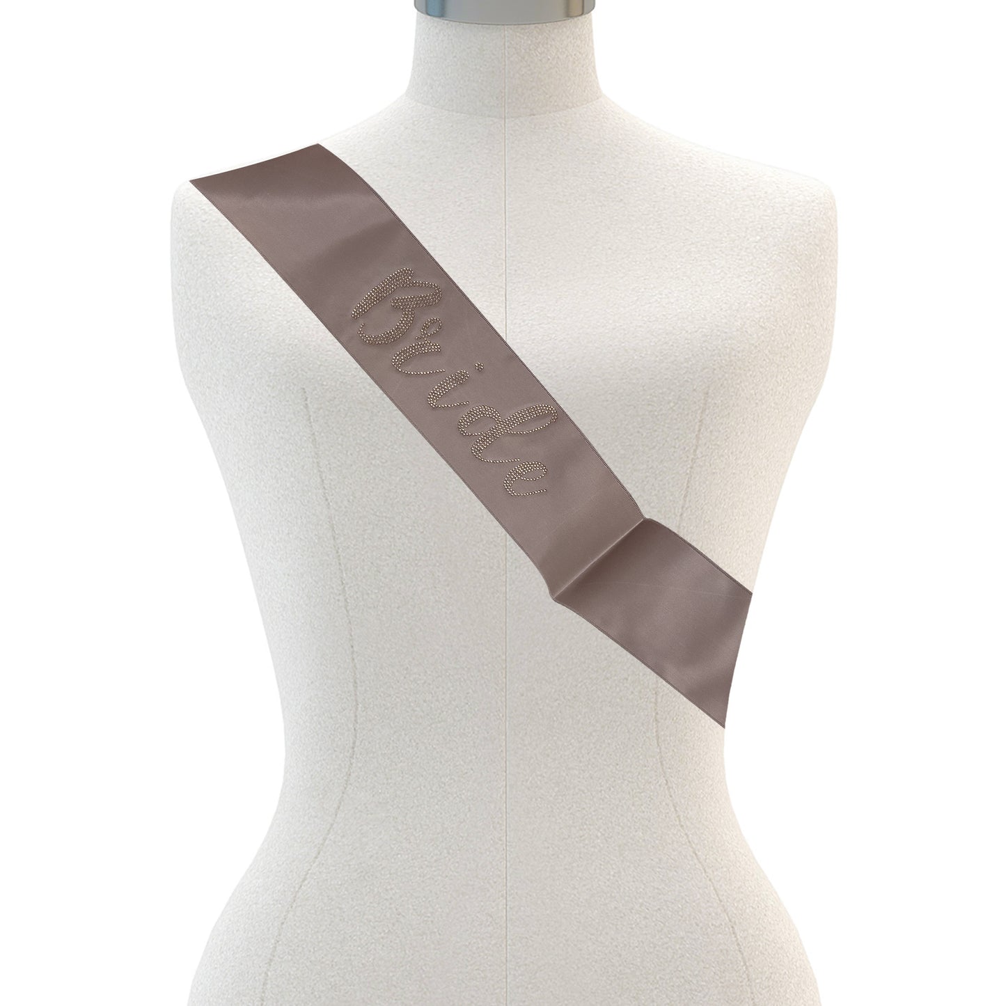 Dusty Rose Bride Sash with luxury decoratvie stone script logo