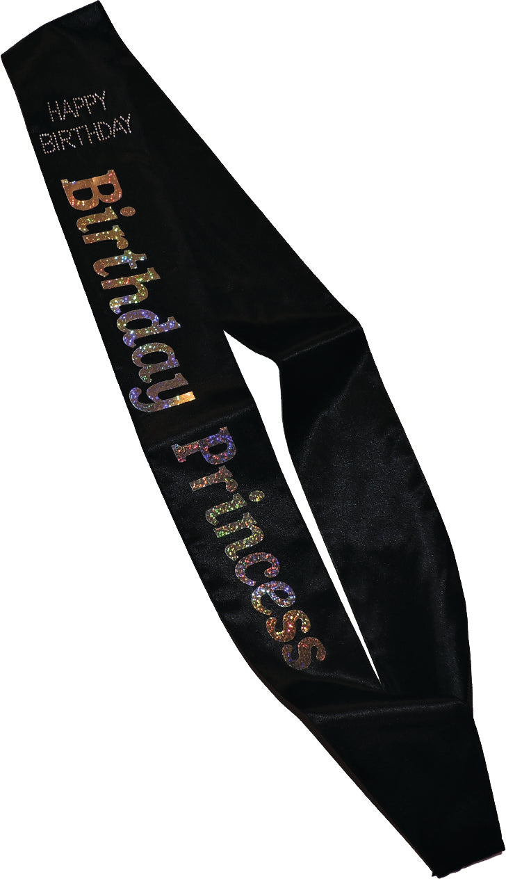 Black Birthday Princess Sash