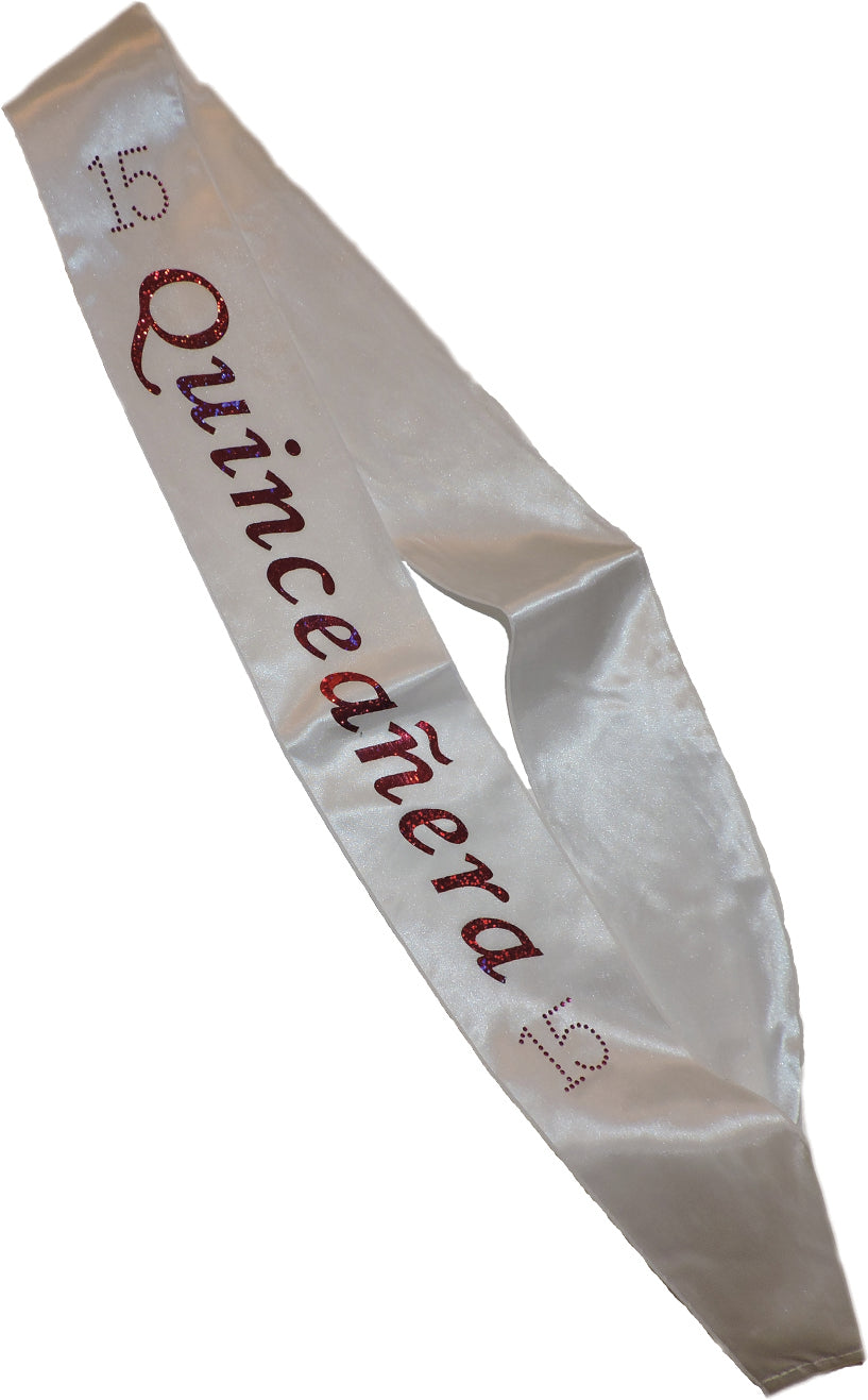 White Quinceanera Sash