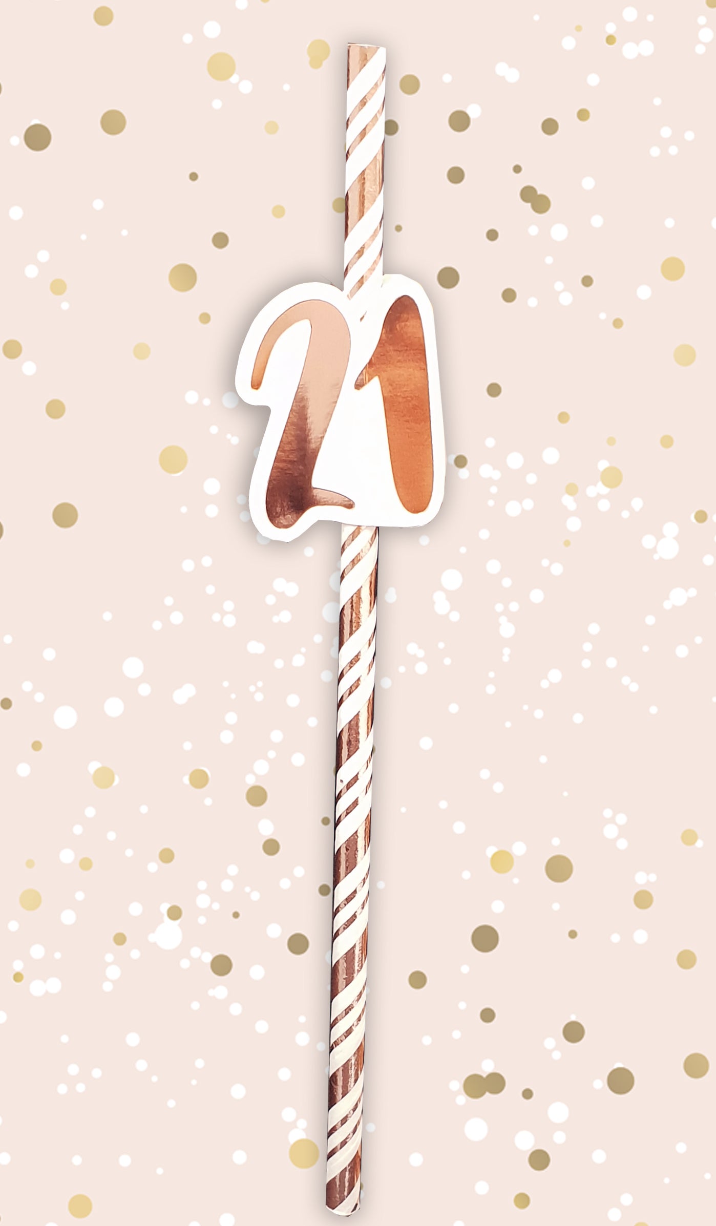 21st Birthday Rose Gold Straws (Pack of 6)