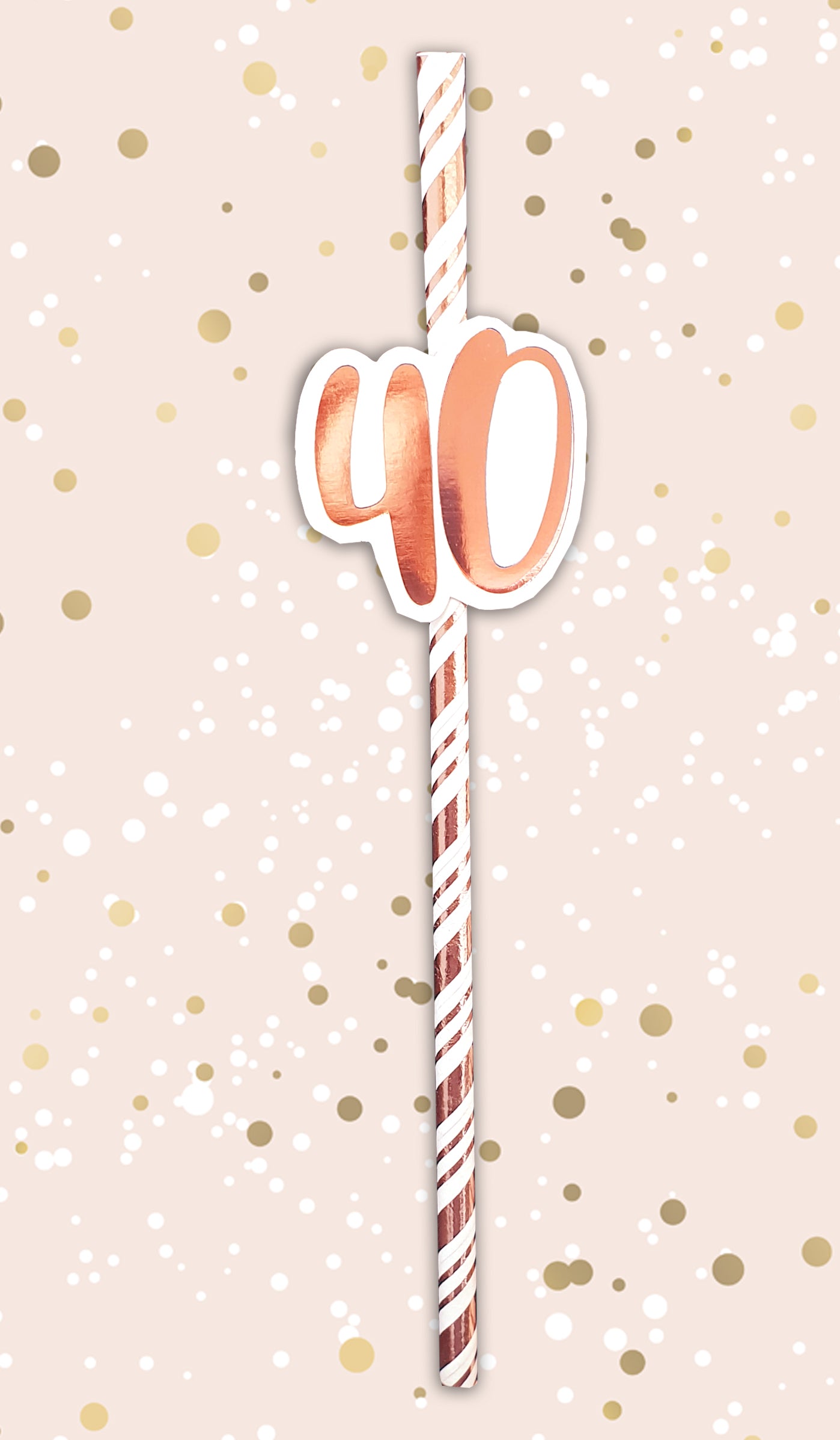 40th Birthday Rose Gold Straws (Pack of 6)