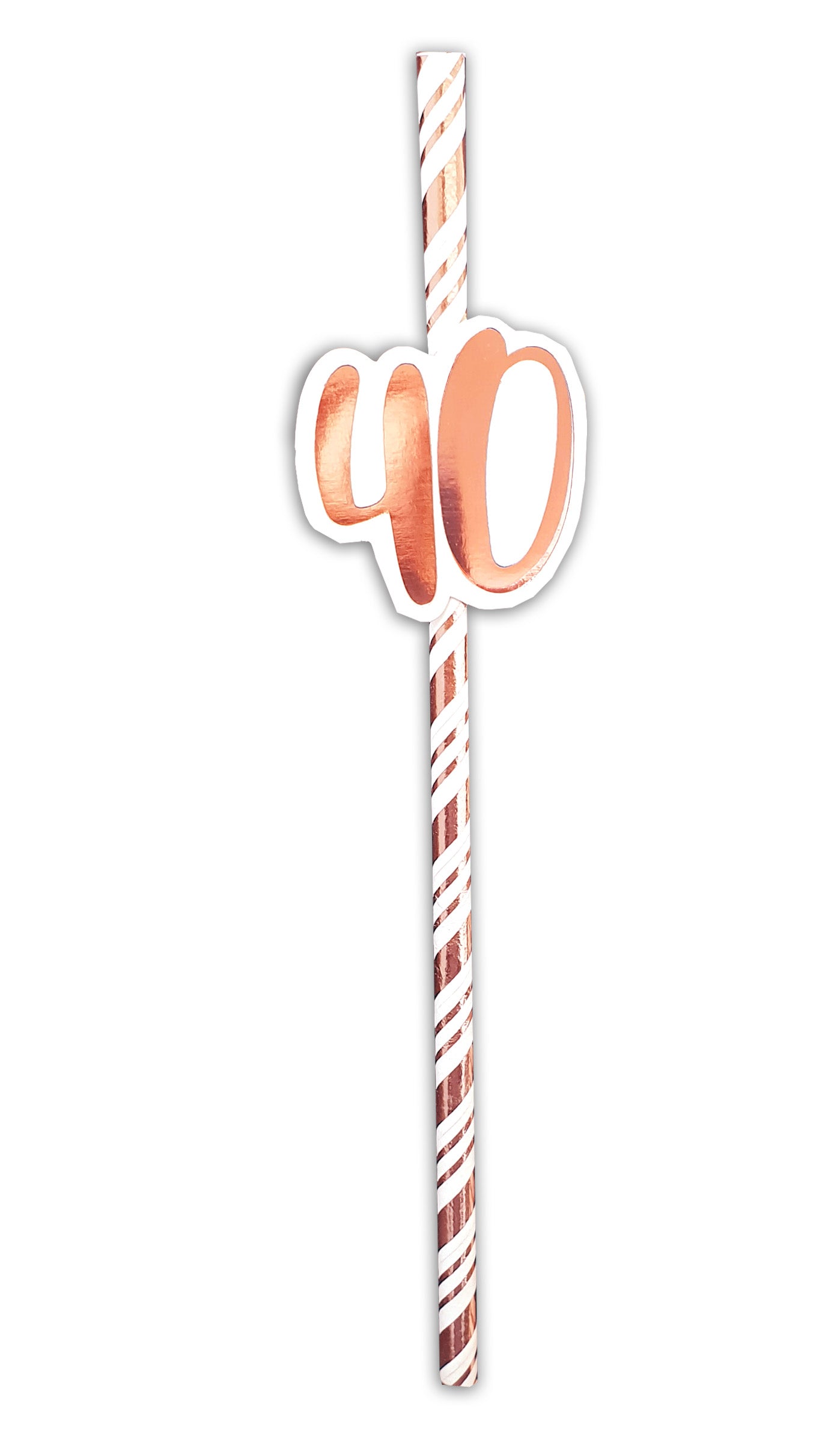 40th Birthday Rose Gold Straws (Pack of 6)