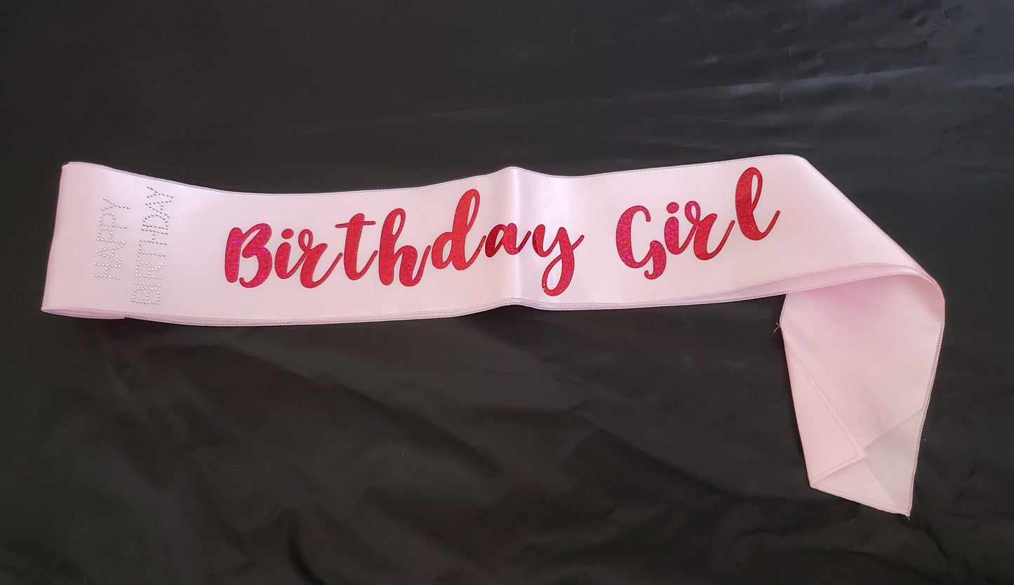 Pink Birthday Girl Sash