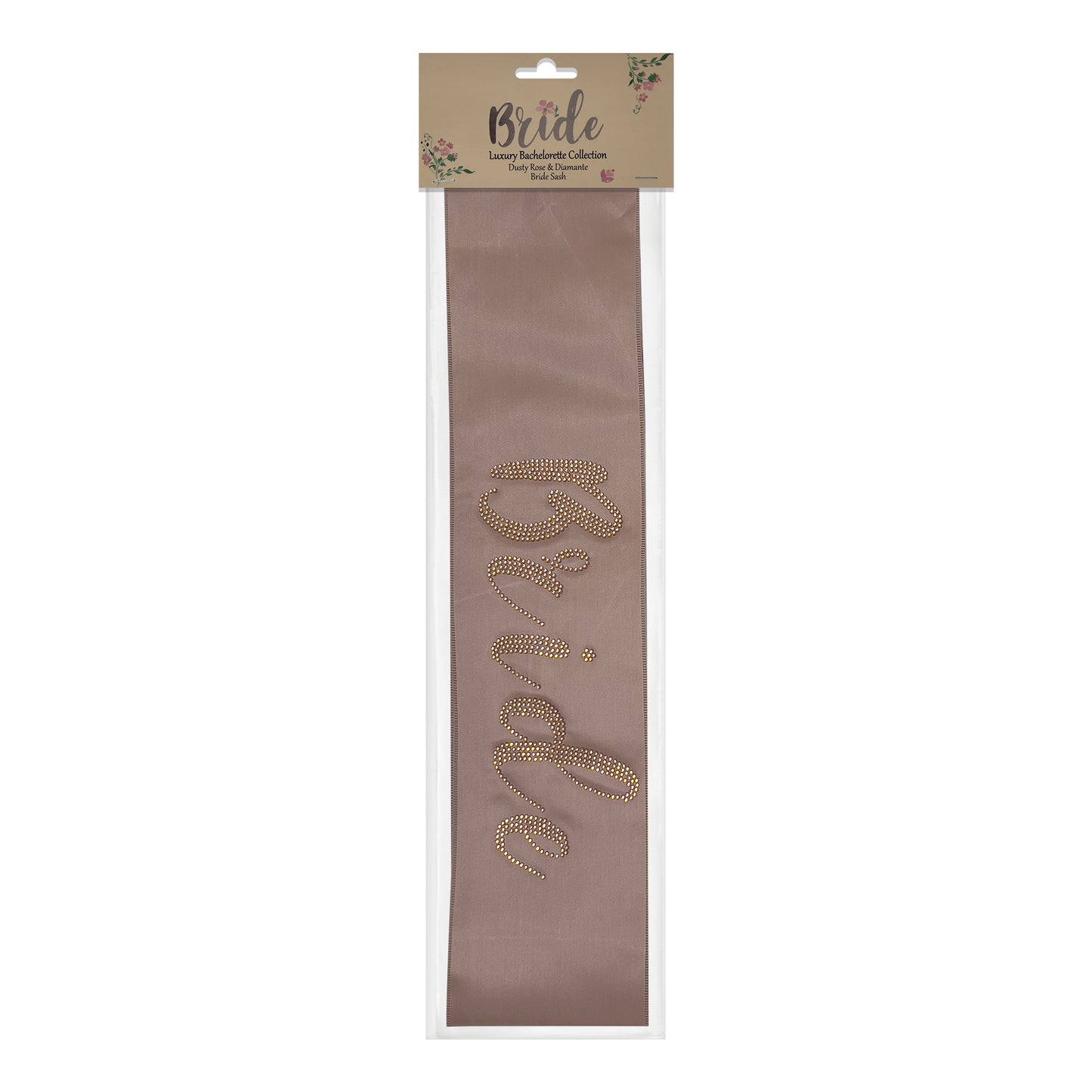 Dusty Rose Bride Sash with luxury decoratvie stone script logo