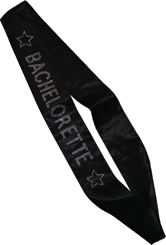 Black Bachelorette Sash with Decorative Stones