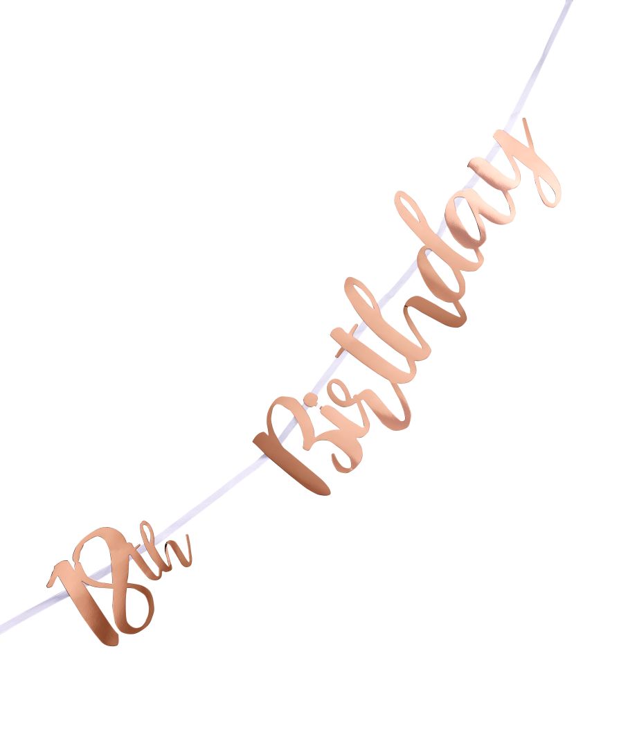 18th Birthday Rose Gold Letter Script Banner
