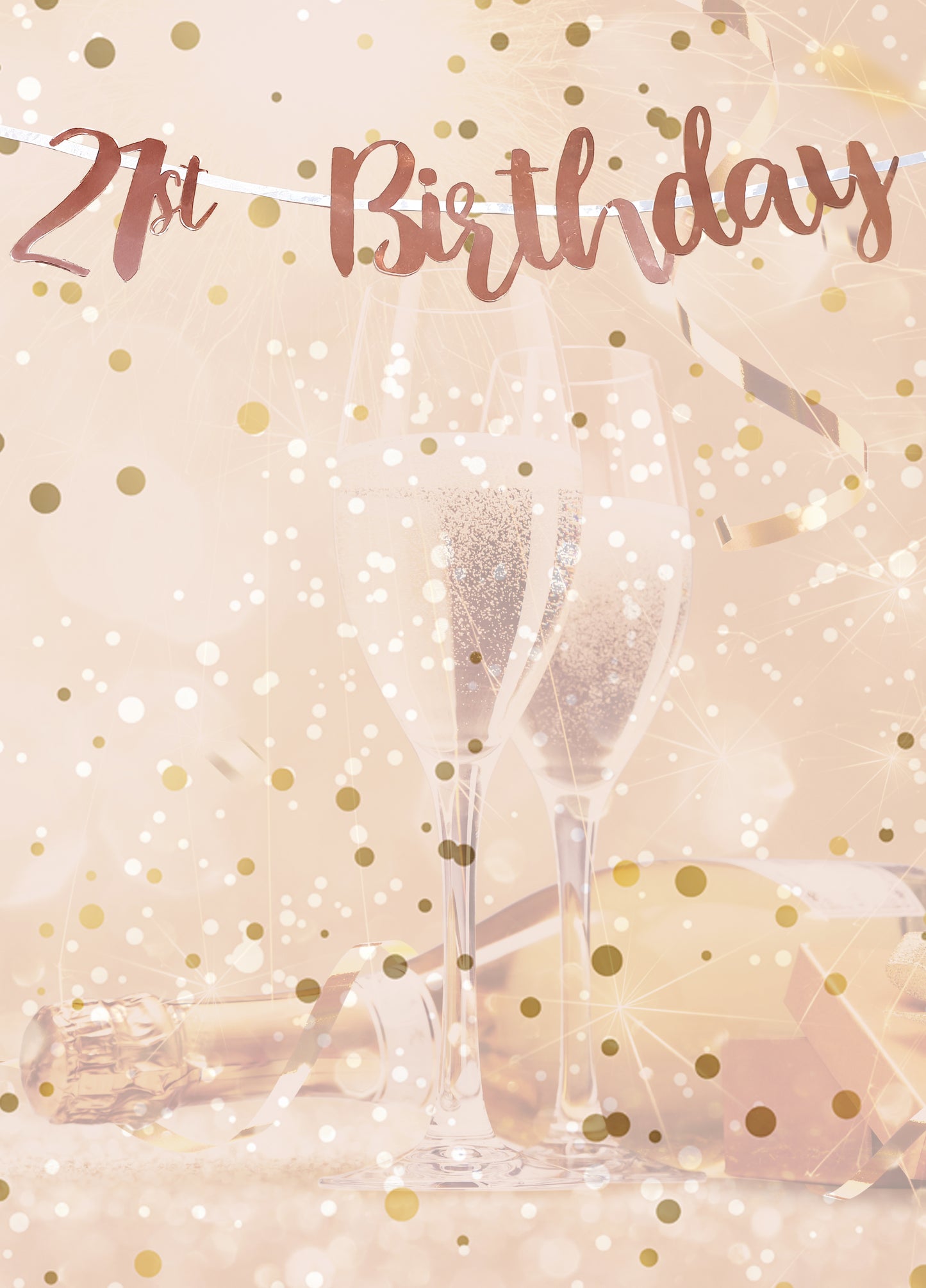 21st Birthday Rose Gold Letter Script Banner