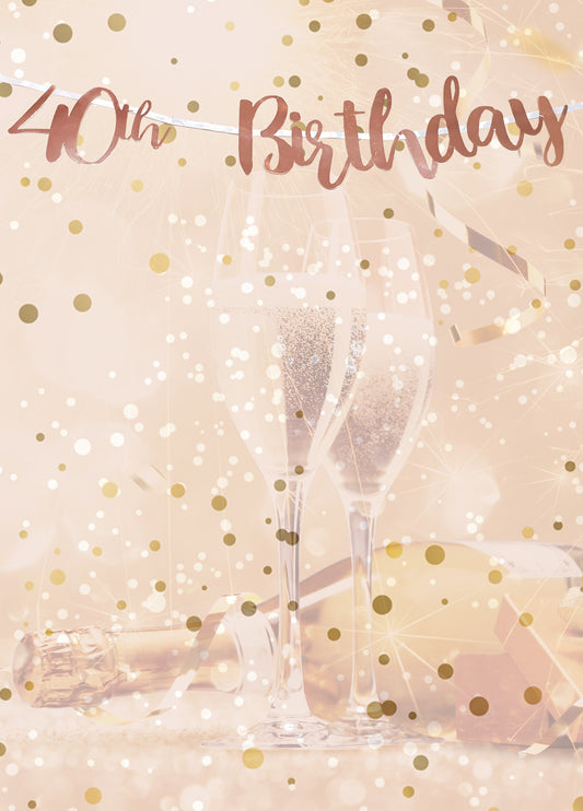 40th Birthday Rose Gold Letter Script Banner