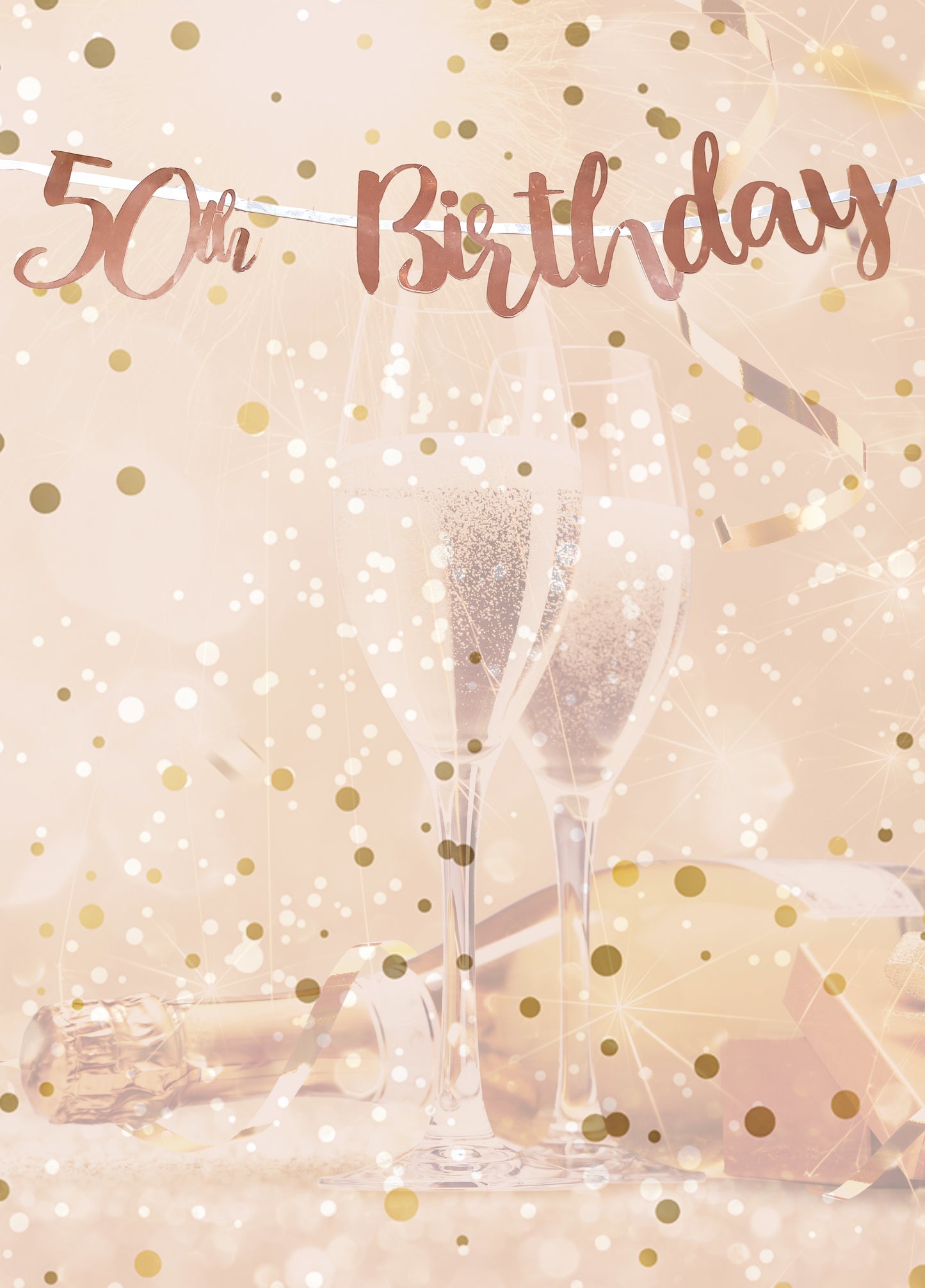 50th Birthday Rose Gold Letter Script Banner