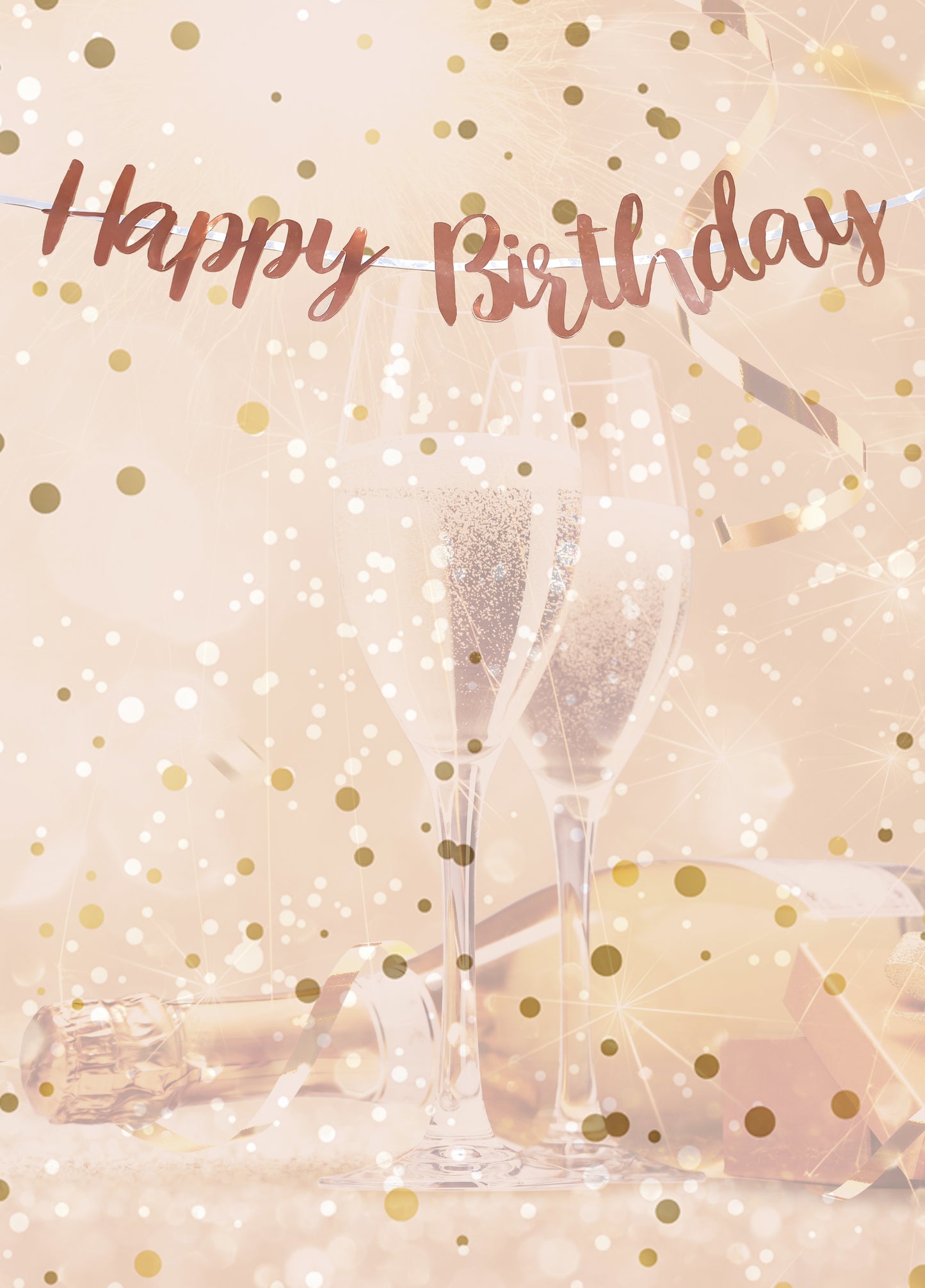 Happy Birthday Rose Gold Letter Script Banner