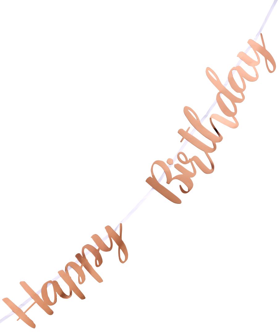 Happy Birthday Rose Gold Letter Script Banner