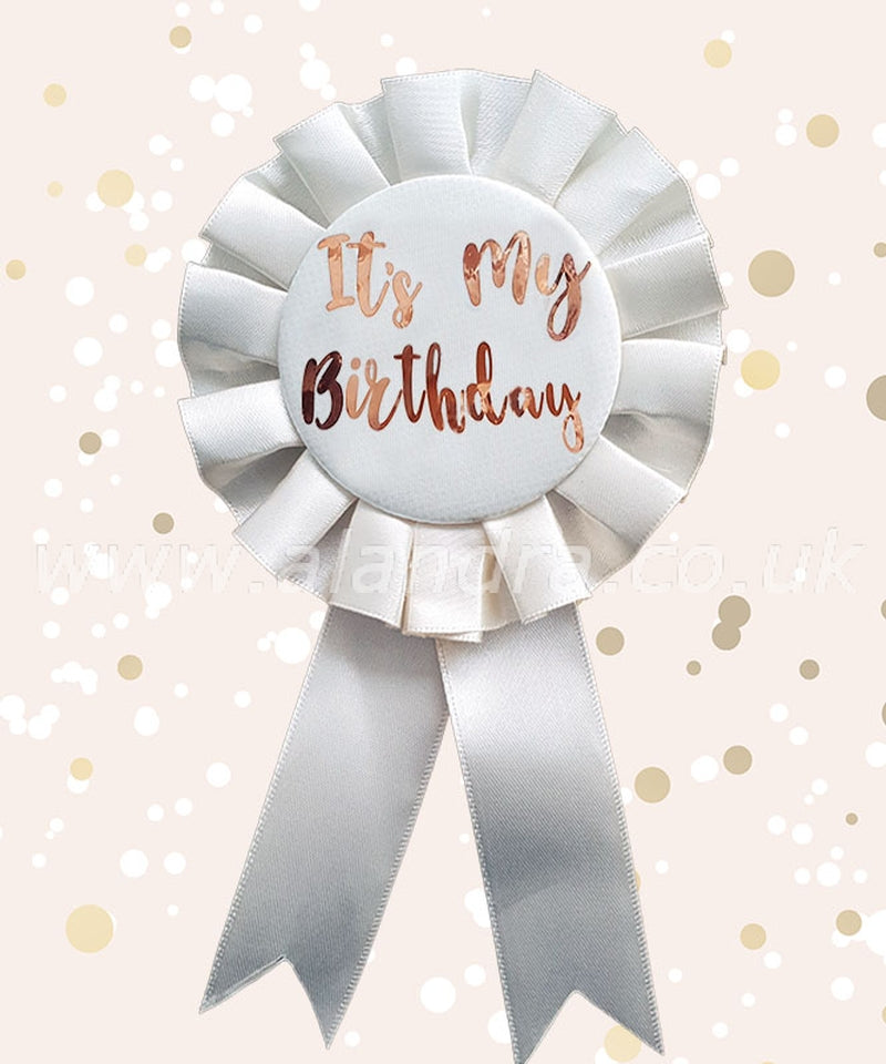 Cream & Gold Its My Birthday Rosette Badge