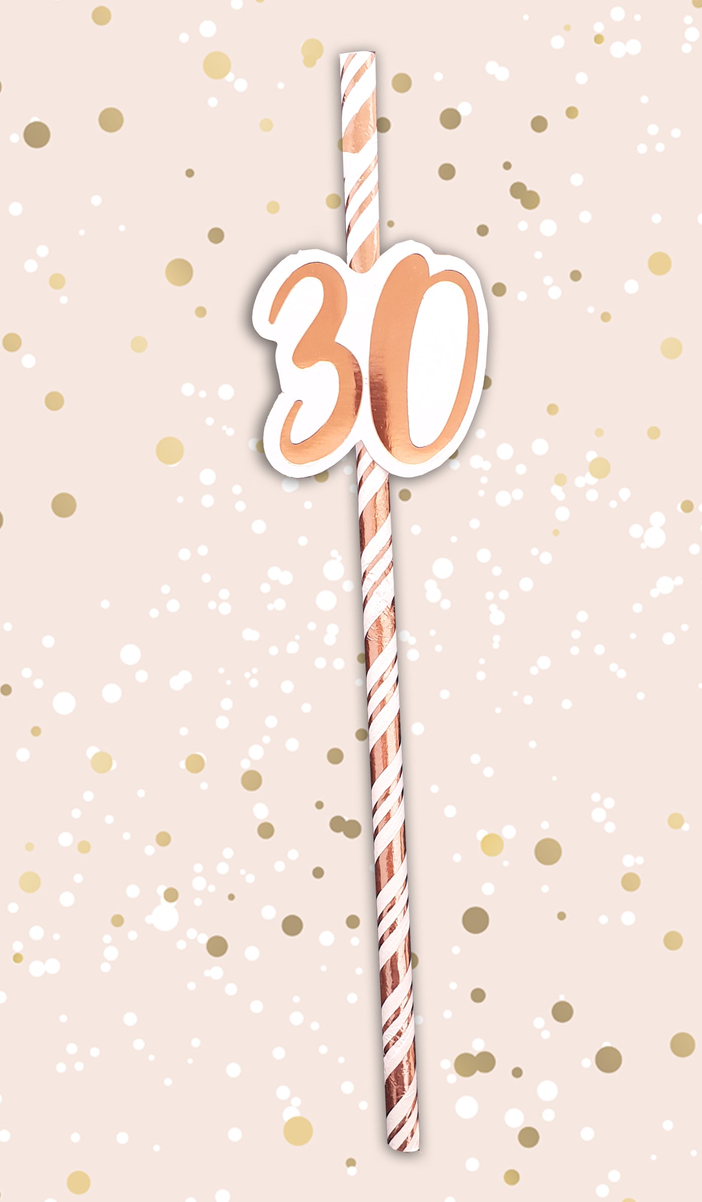 30th Birthday Rose Gold Straws (Pack of 6)