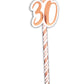 30th Birthday Rose Gold Straws (Pack of 6)