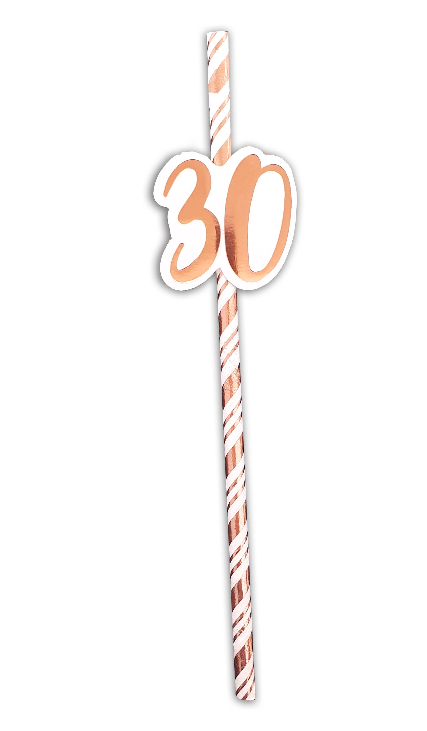 30th Birthday Rose Gold Straws (Pack of 6)