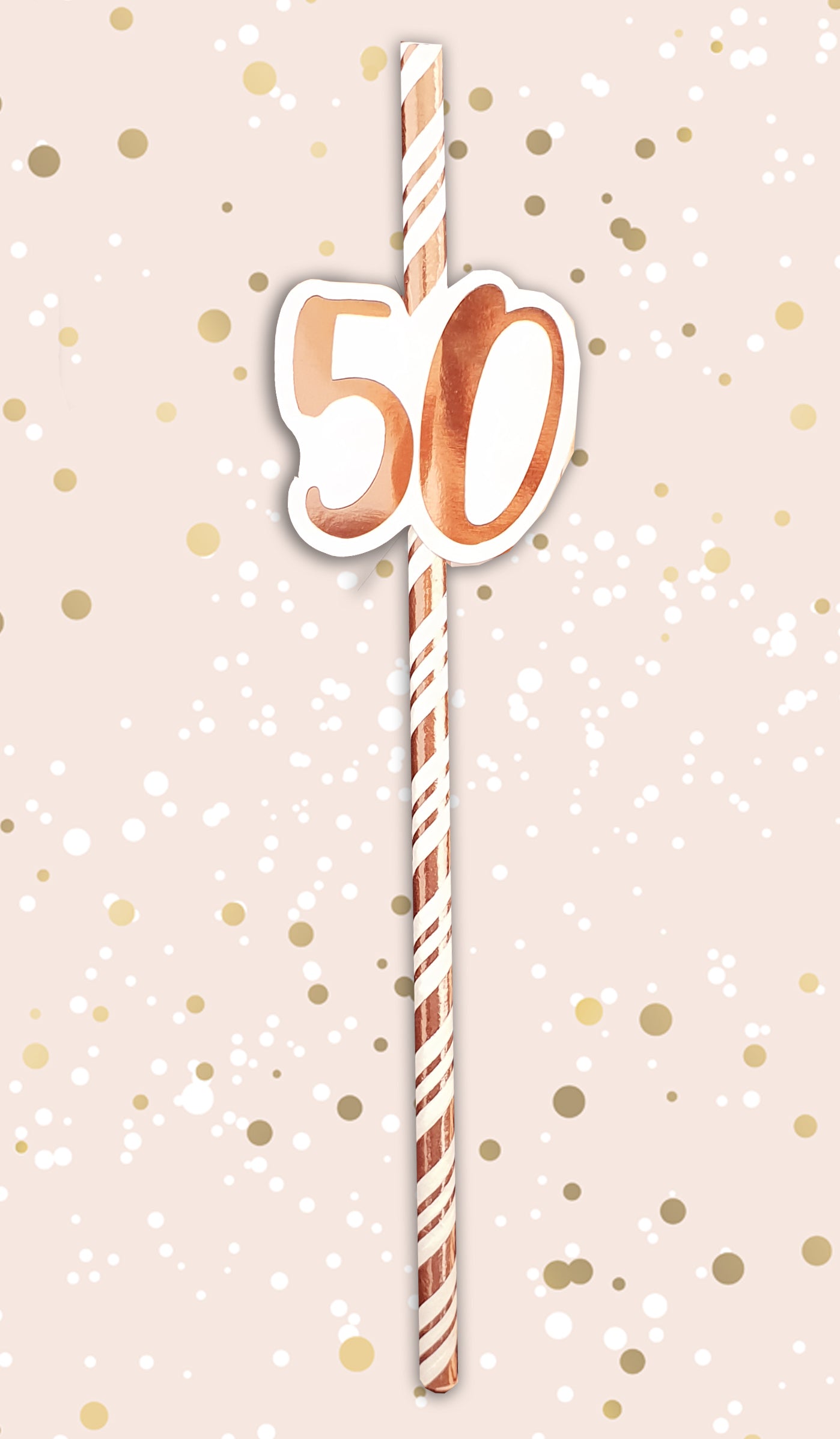 50th Birthday Rose Gold Straws (Pack of 6)
